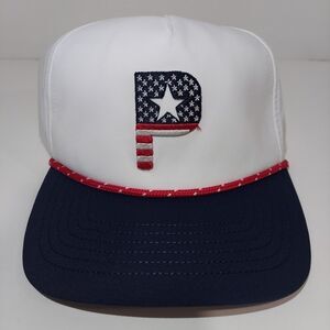 Arnold Palmer Puma Golf Pars & Stripes 5 Panel Snapback Hat Cap Red/White/Blue